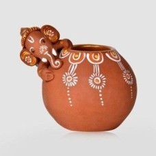 Handpainted Baby Ganesha Rolling On The Matki - Ganesha